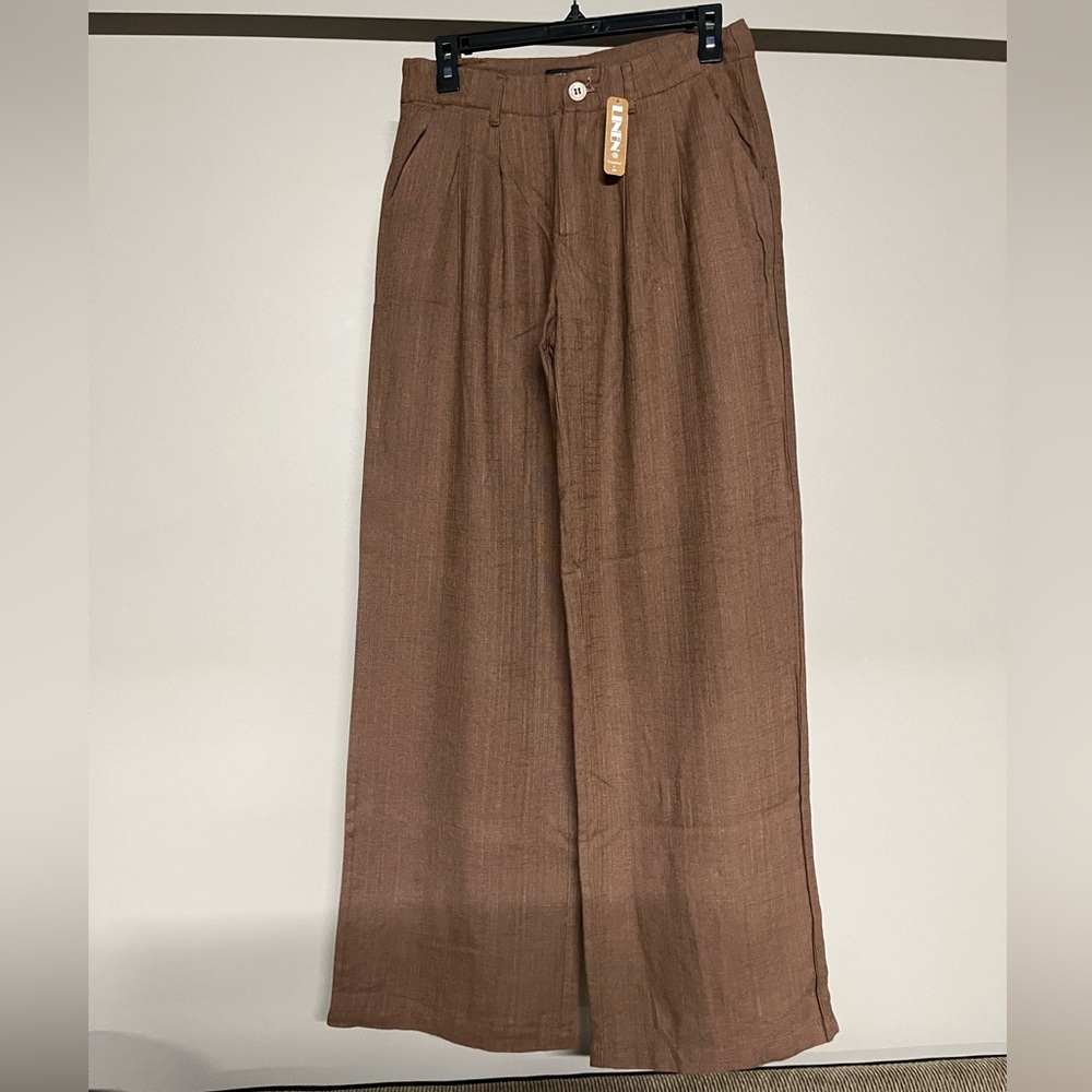 NWT miss love Brown Laguna Linen Trousers
